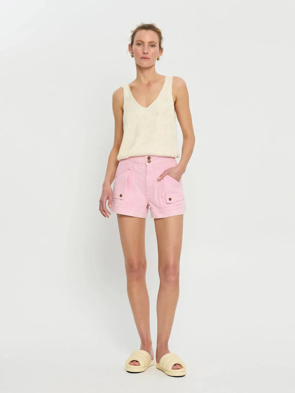 Kim95 Pink Denim Shorts