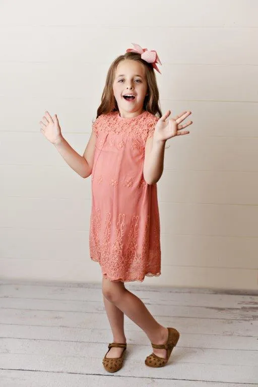 Lace Dress - Coral