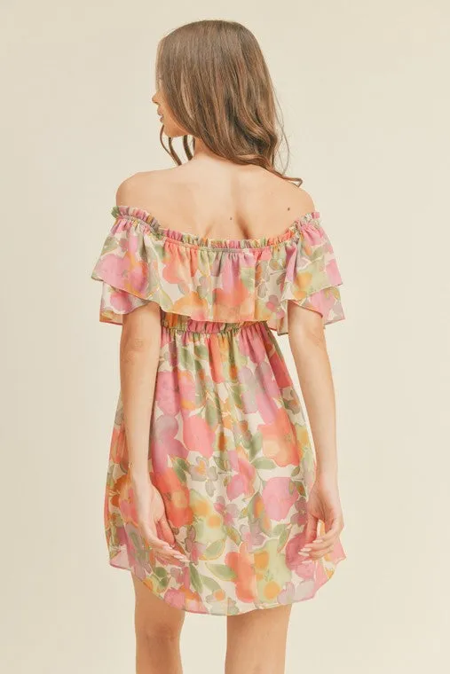 Lush Off Shoulder Floral Print Dress