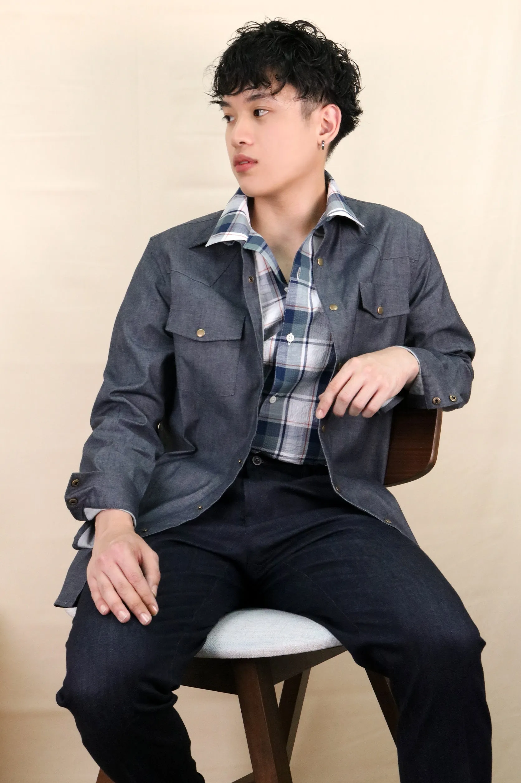 Mako Grey Denim Western Overshirt