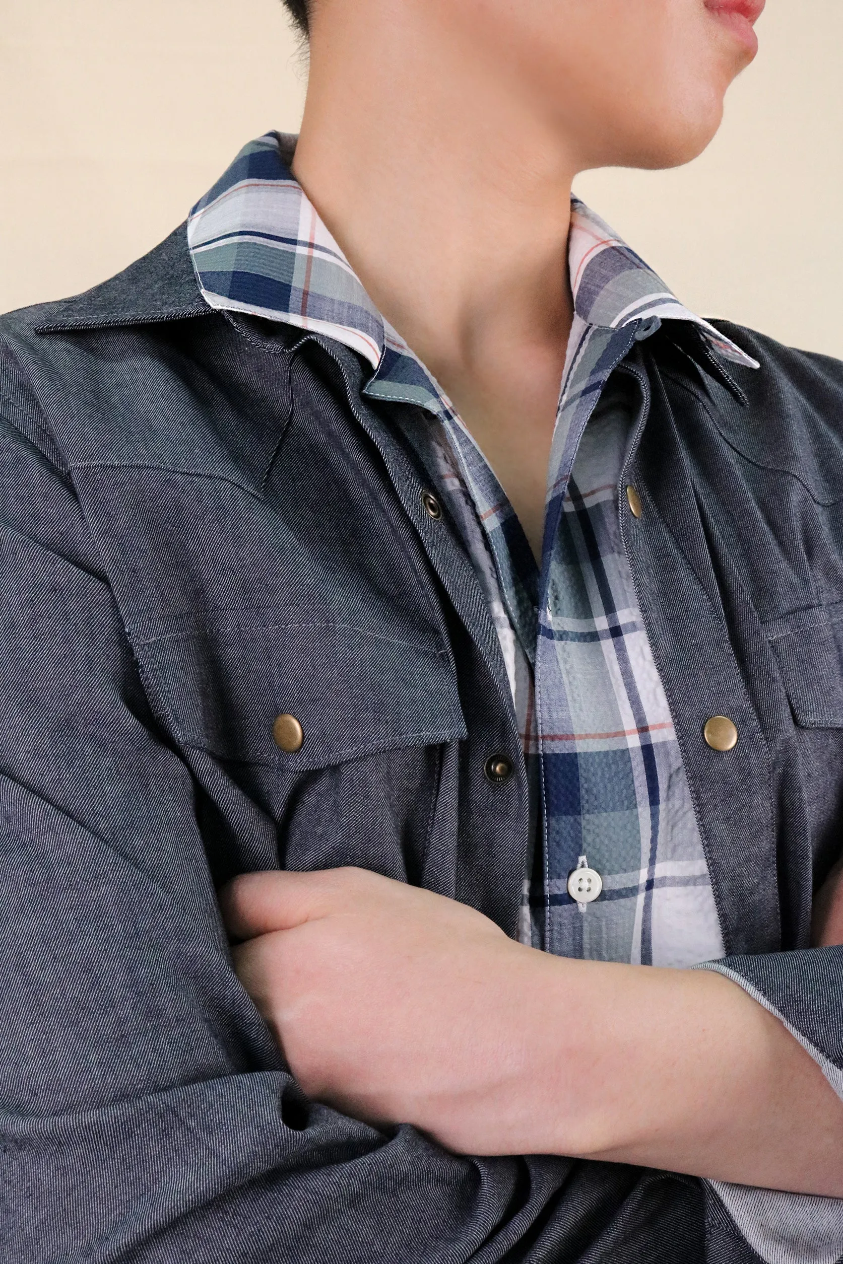 Mako Grey Denim Western Overshirt