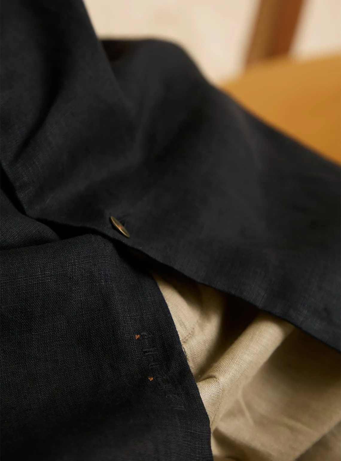Mandarin Black Charcoal Linen Shirt