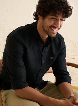 Mandarin Black Charcoal Linen Shirt