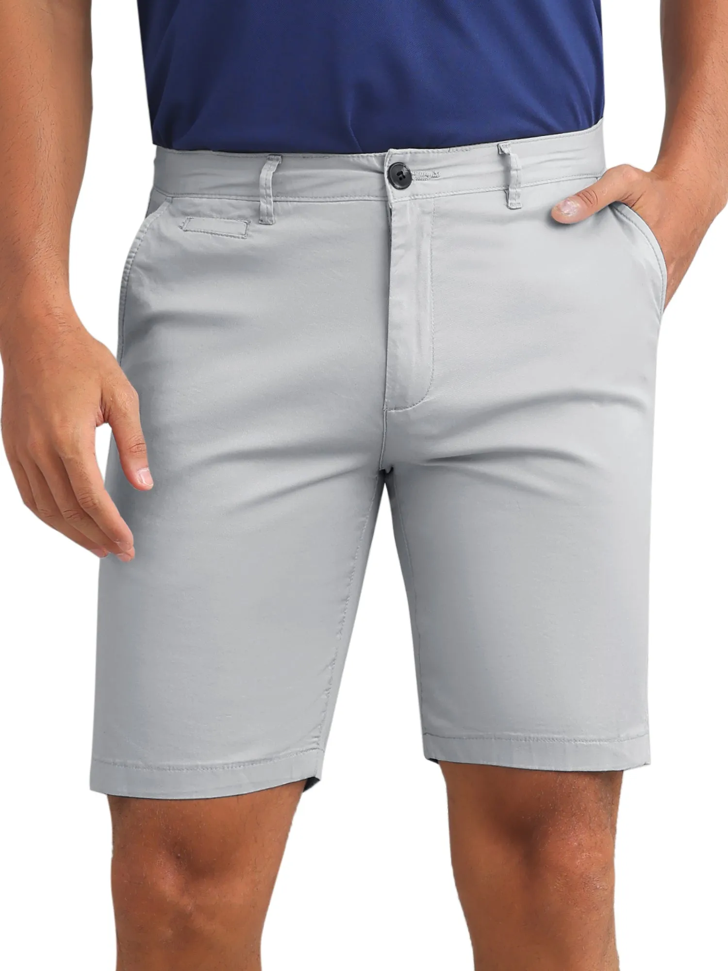 Men's Flat Front Lightweight Summer Business Formal Shorts with Pocket