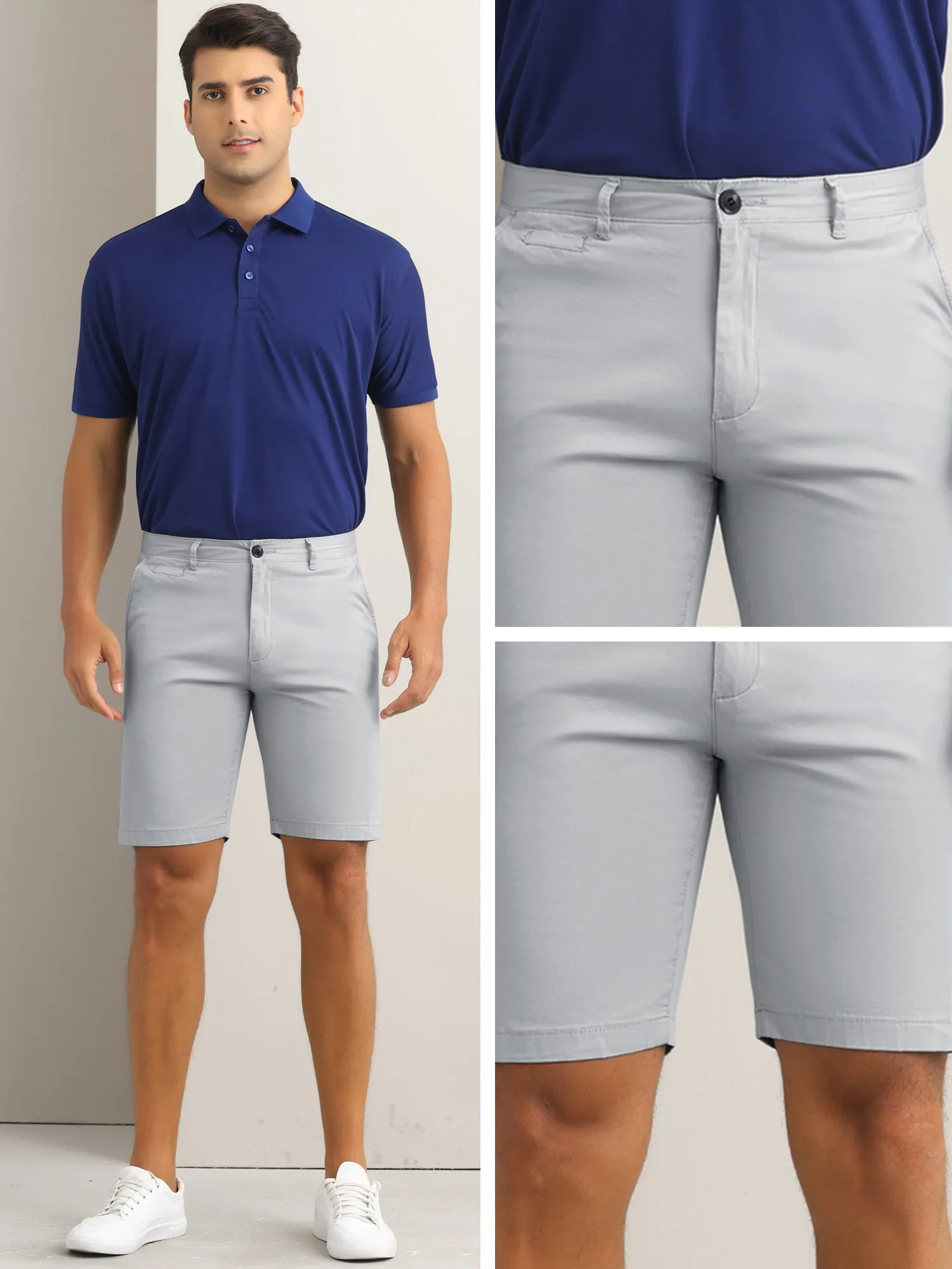 Men's Flat Front Lightweight Summer Business Formal Shorts with Pocket