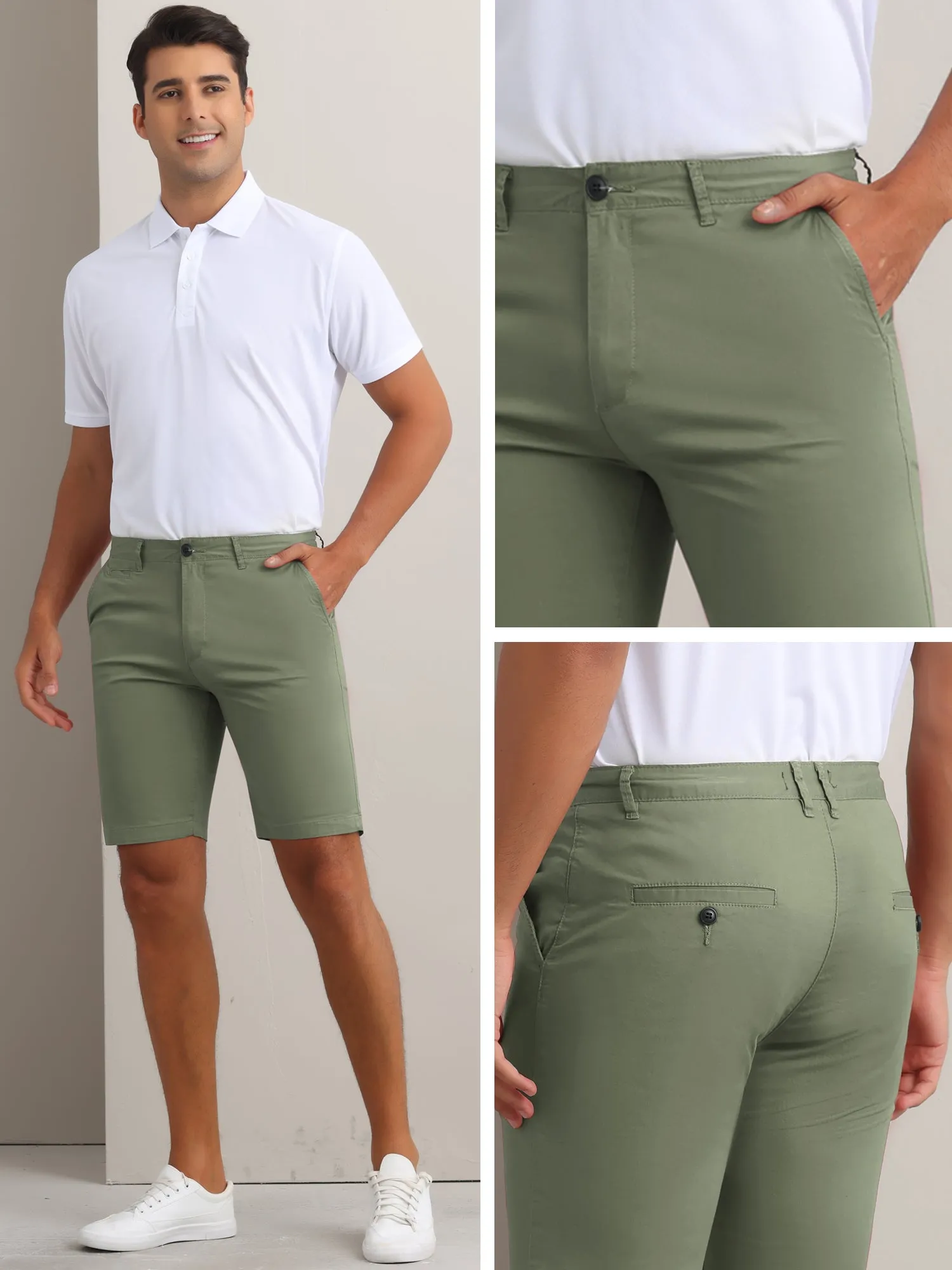 Men's Flat Front Lightweight Summer Business Formal Shorts with Pocket