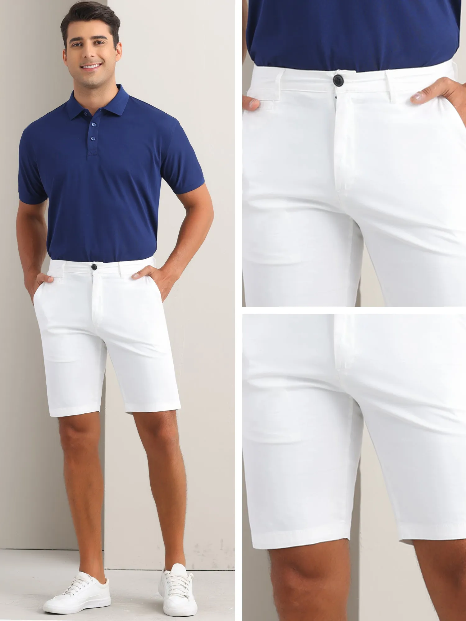 Men's Flat Front Lightweight Summer Business Formal Shorts with Pocket