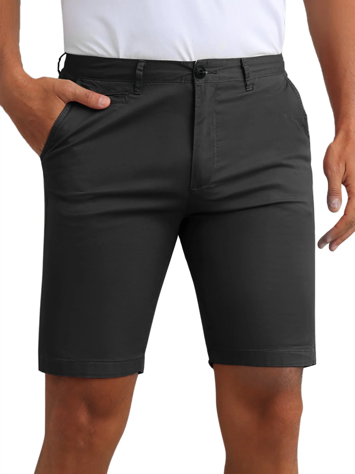 Men's Flat Front Lightweight Summer Business Formal Shorts with Pocket