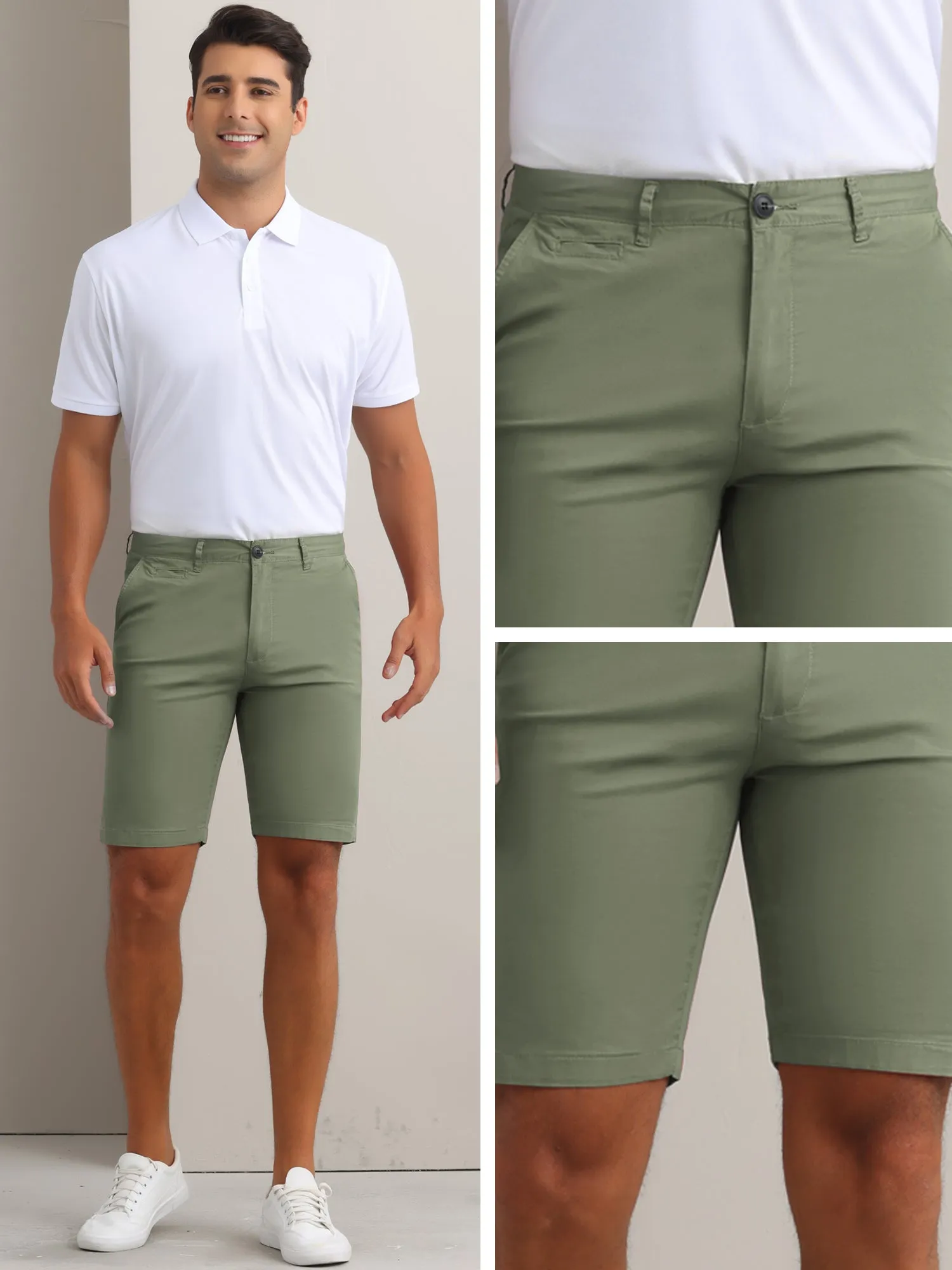 Men's Flat Front Lightweight Summer Business Formal Shorts with Pocket