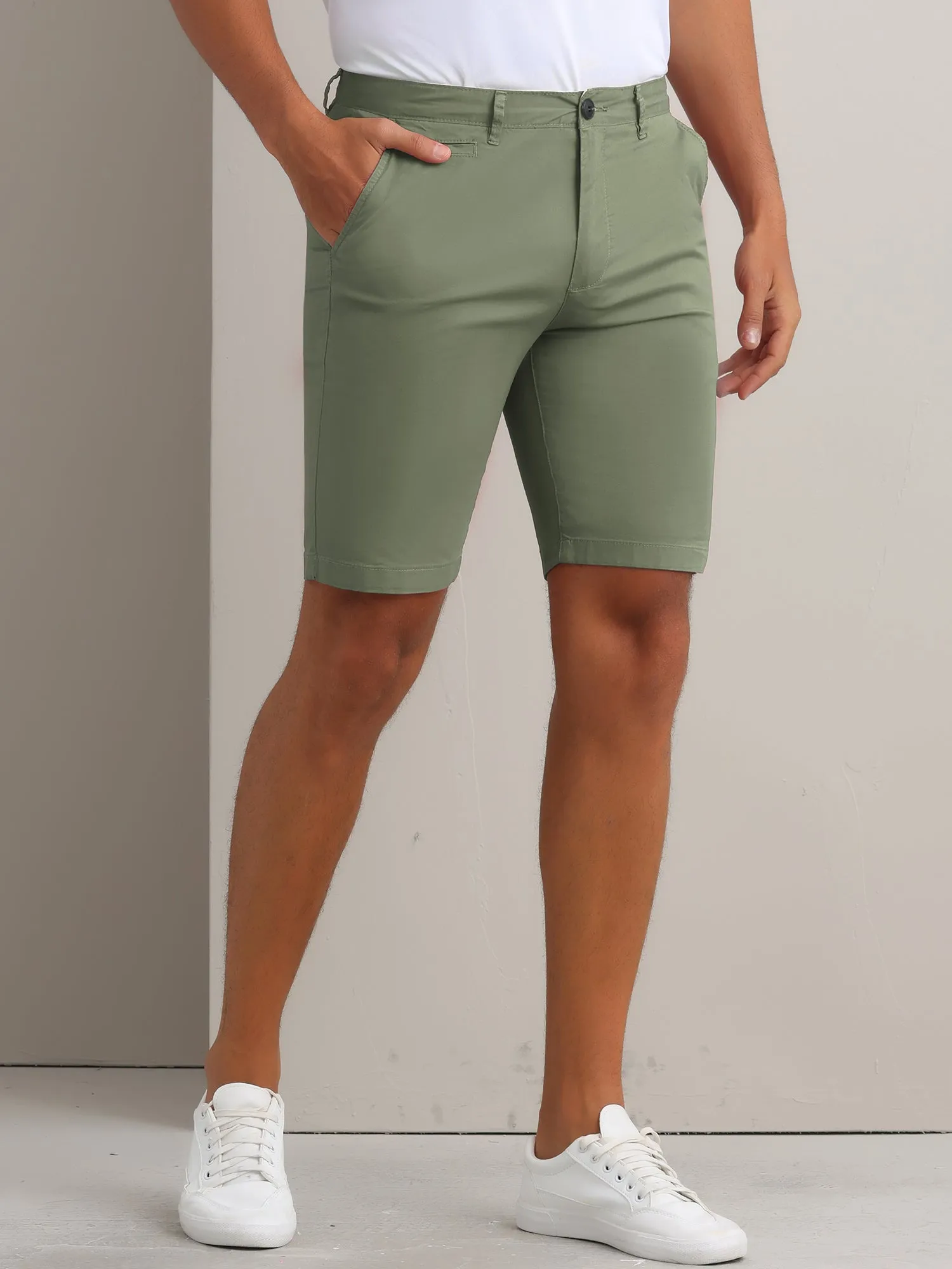 Men's Flat Front Lightweight Summer Business Formal Shorts with Pocket