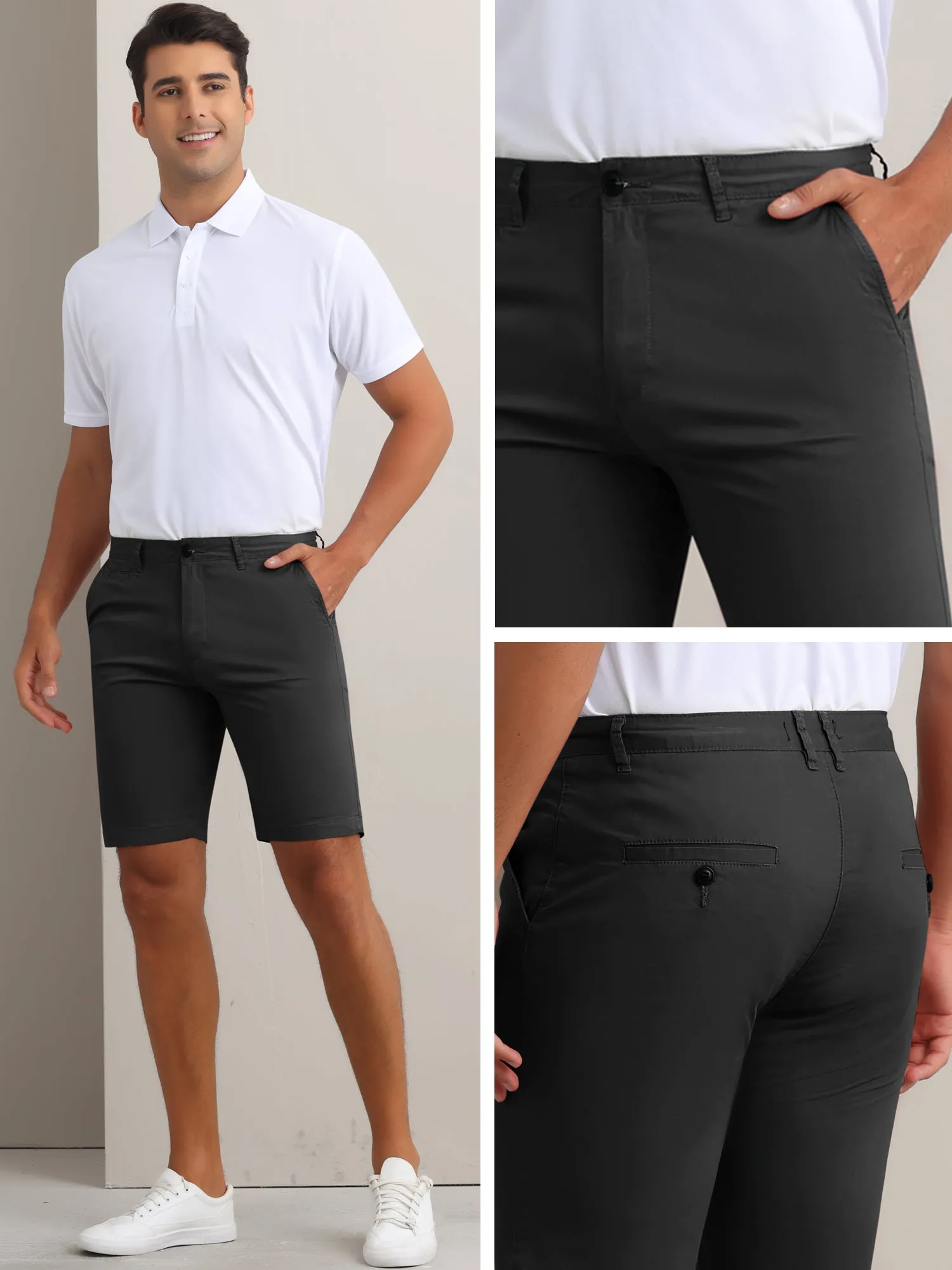 Men's Flat Front Lightweight Summer Business Formal Shorts with Pocket