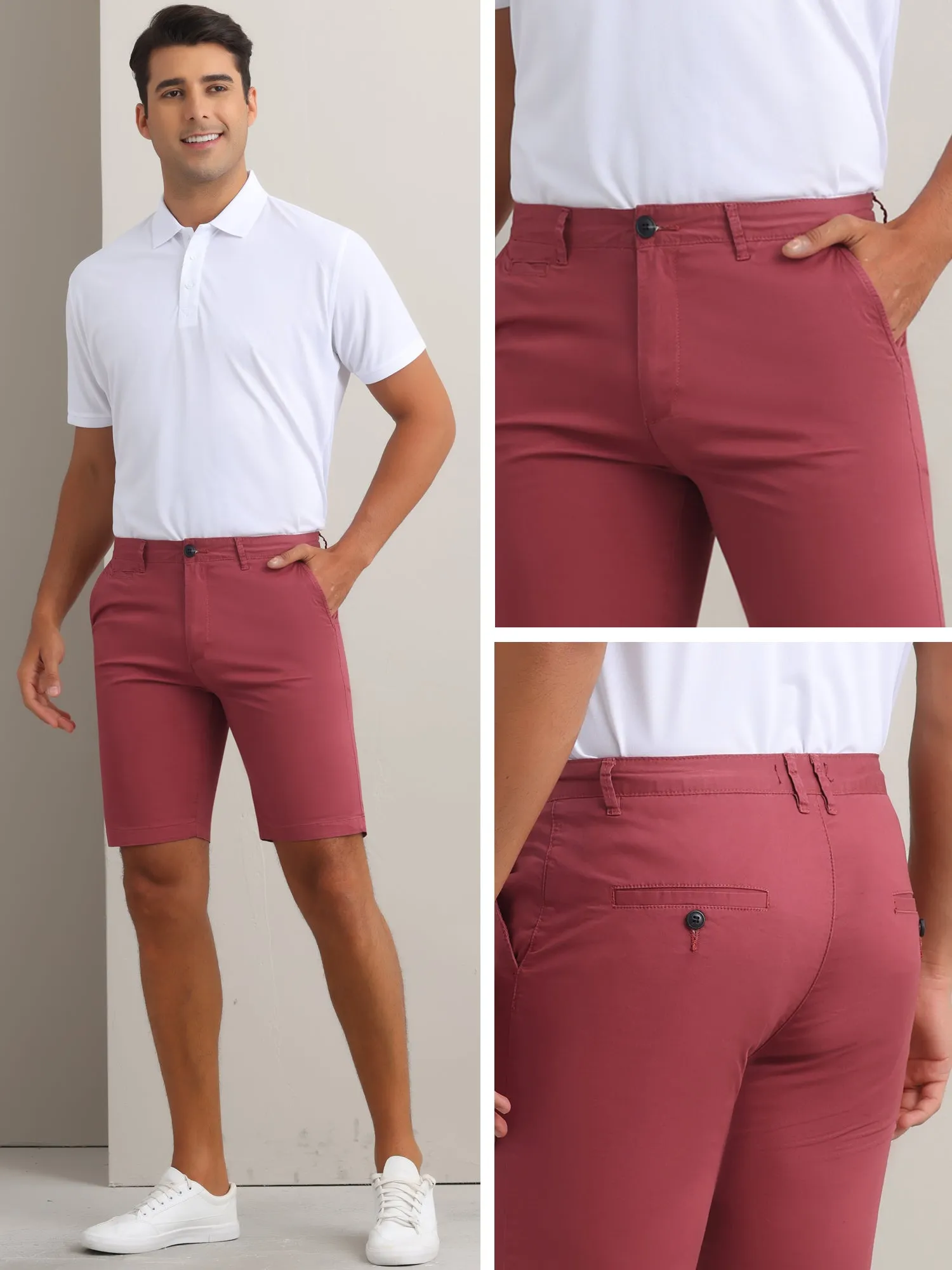 Men's Flat Front Lightweight Summer Business Formal Shorts with Pocket