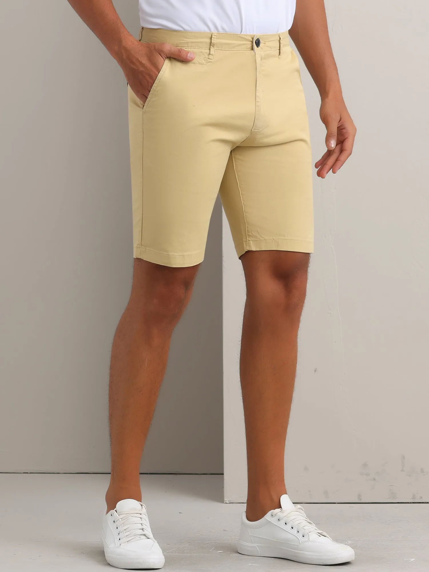 Men's Flat Front Lightweight Summer Business Formal Shorts with Pocket