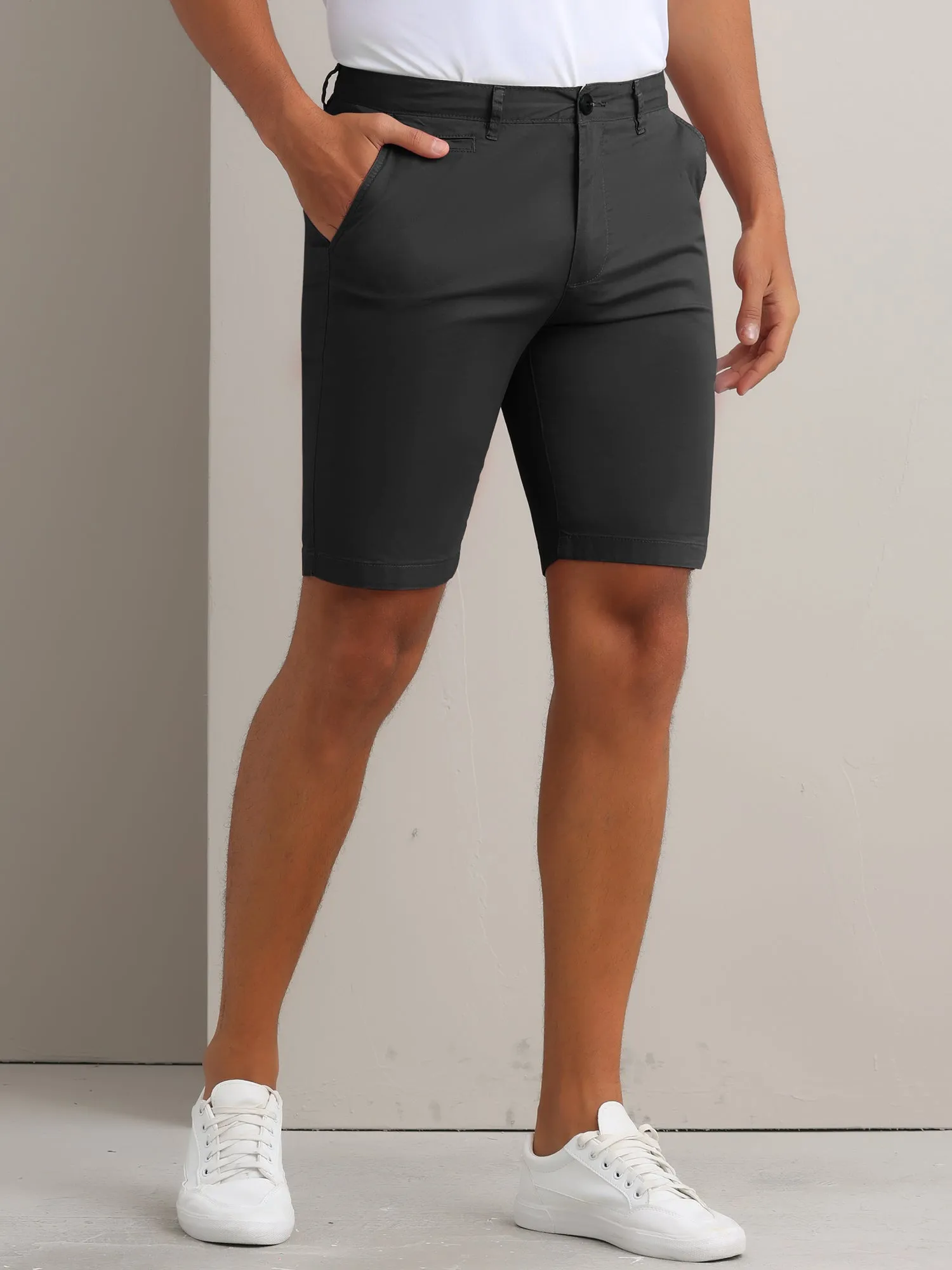 Men's Flat Front Lightweight Summer Business Formal Shorts with Pocket
