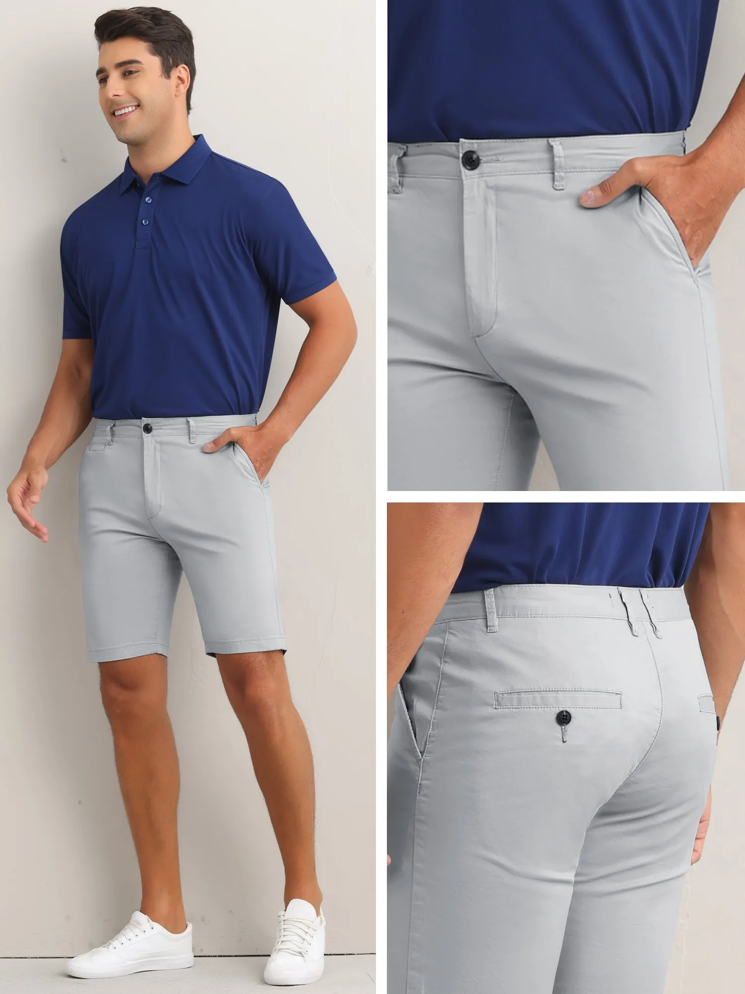 Men's Flat Front Lightweight Summer Business Formal Shorts with Pocket