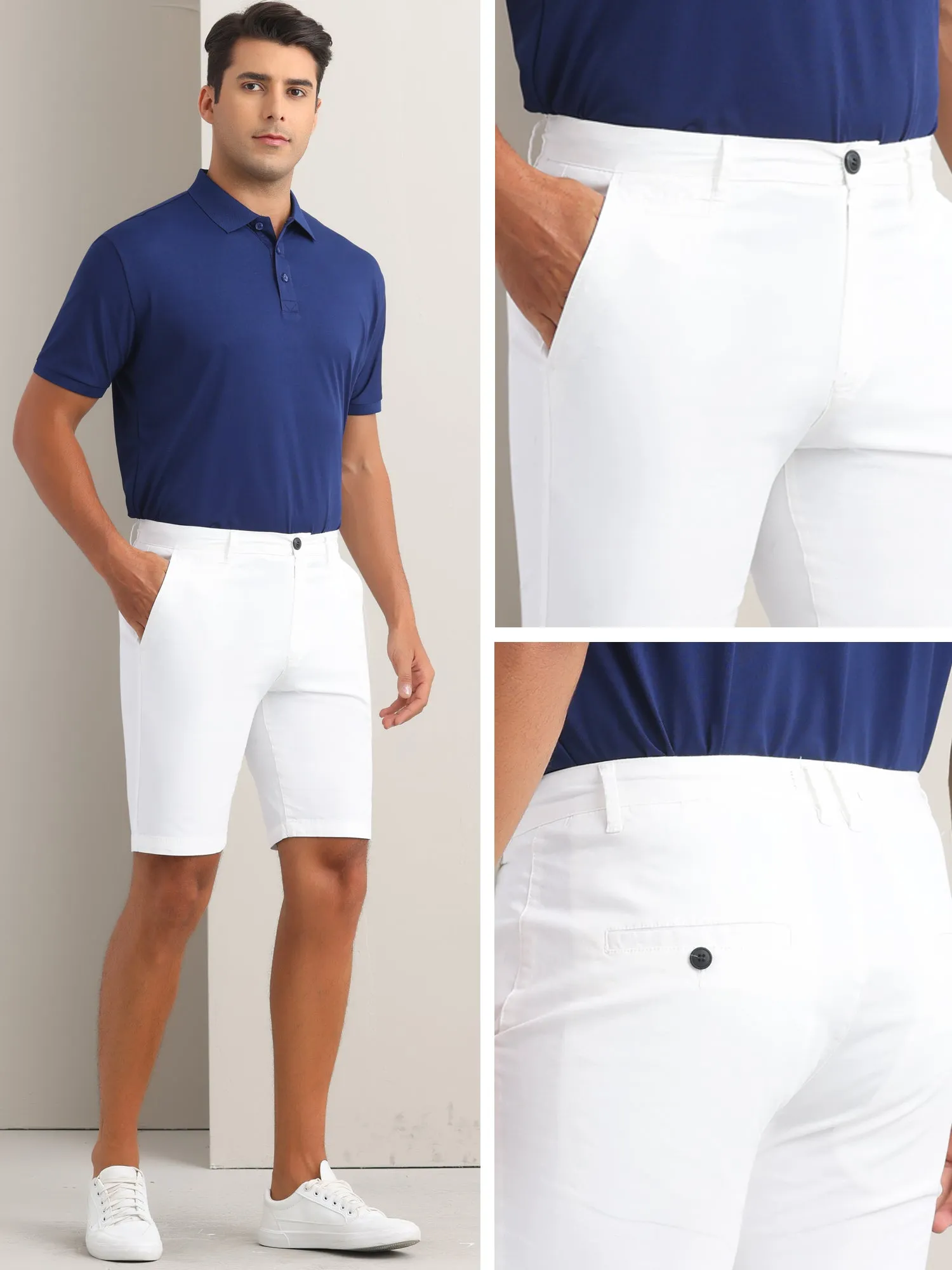 Men's Flat Front Lightweight Summer Business Formal Shorts with Pocket