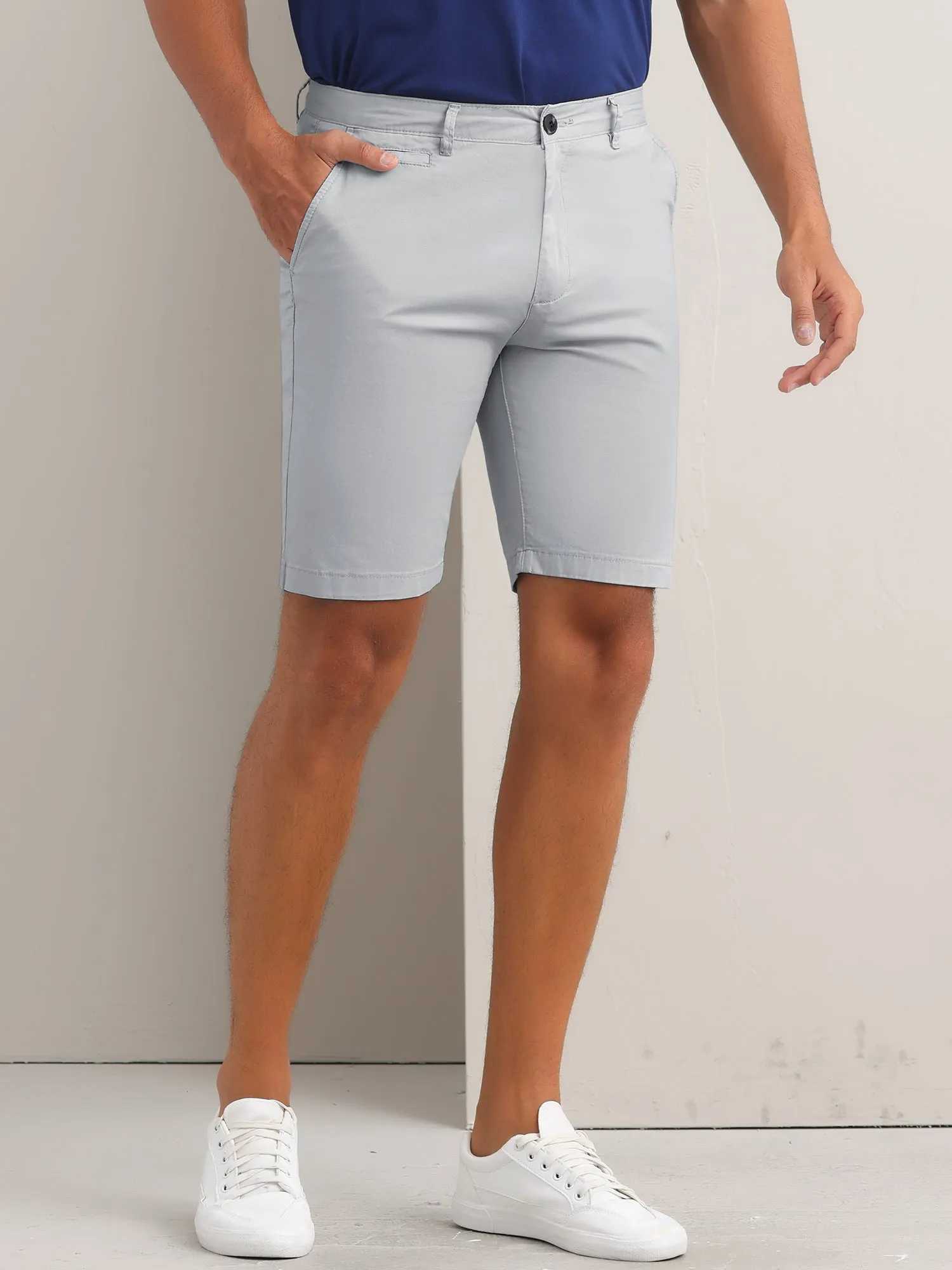 Men's Flat Front Lightweight Summer Business Formal Shorts with Pocket