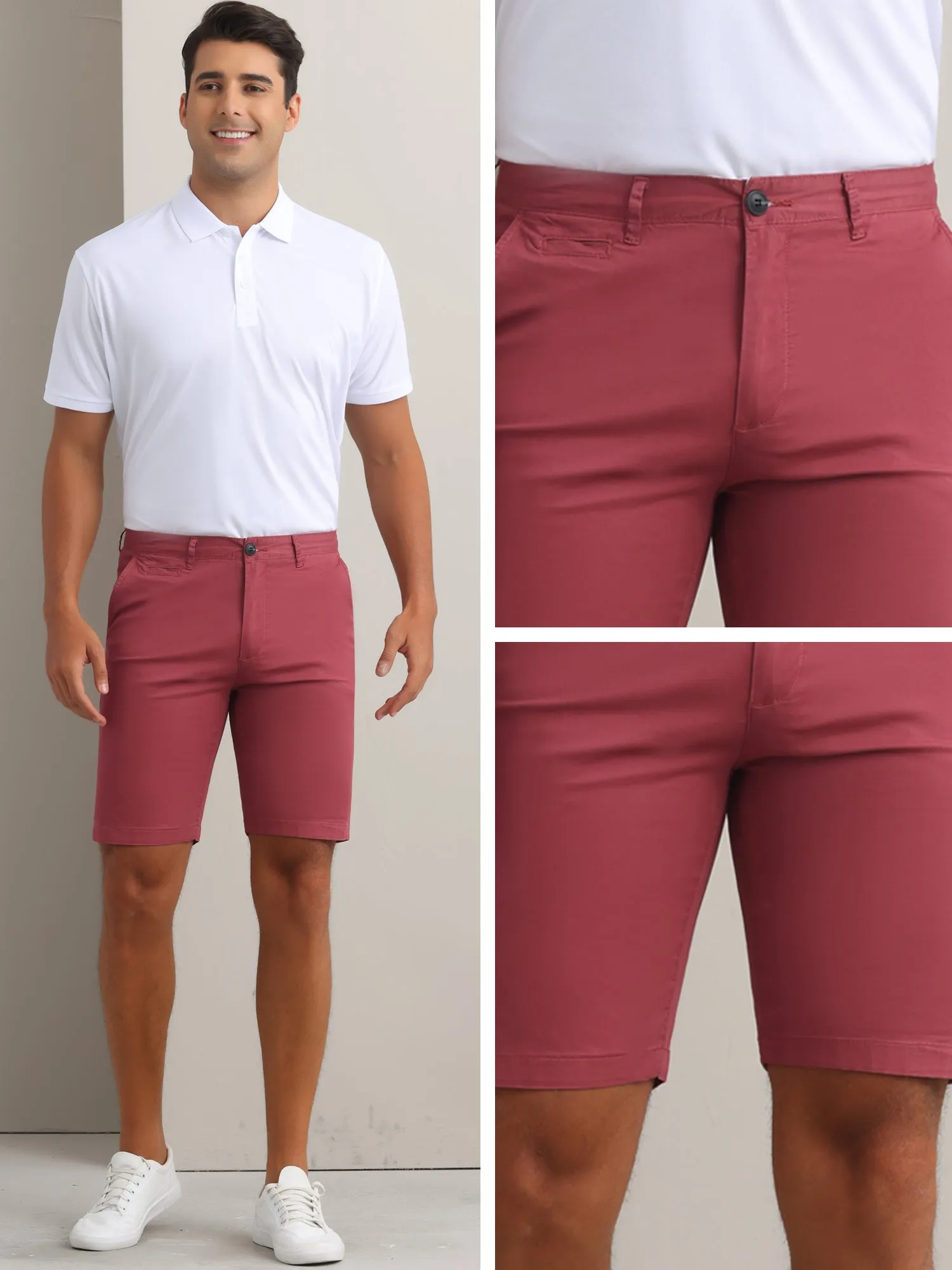 Men's Flat Front Lightweight Summer Business Formal Shorts with Pocket
