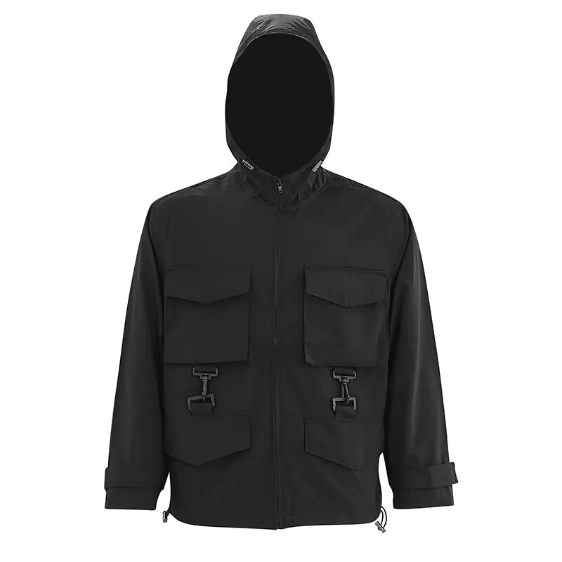 Men's Hooded Outerwear Rain and Windproof Jacket Black M