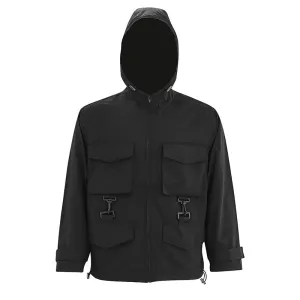 Men's Hooded Outerwear Rain and Windproof Jacket Black M