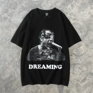 Men's loose casual trendy shout pattern T-shirt