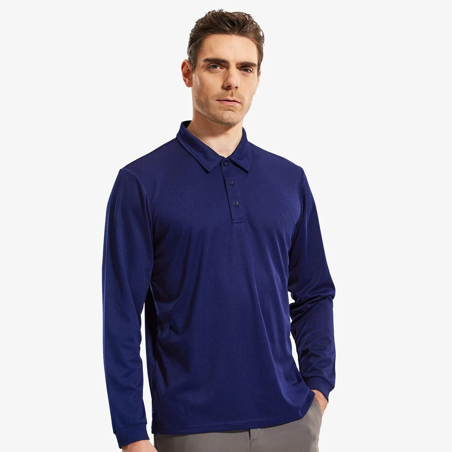 Men's Quick-Dry Polo Shirts Polyester Casual Collared Shirts