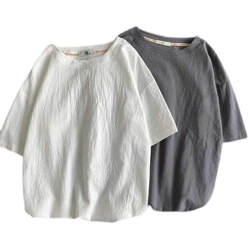 Men's Summer Thin Breathable Quick-drying Linen Short Sleeve