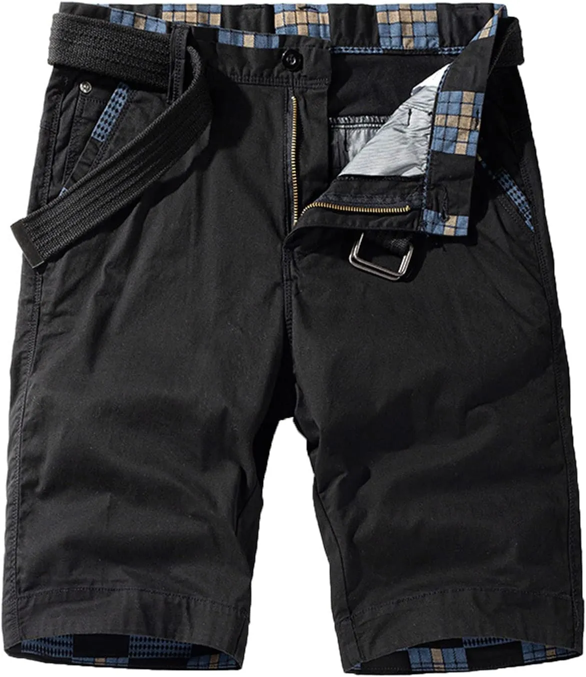 Muscularfit Mens Shorts 7 Inch Slim Fit Solid Buckle Zipper Cargo Shorts with Pocket Outdoor Fashion Work Utility Shorts 2023