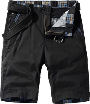 Muscularfit Mens Shorts 7 Inch Slim Fit Solid Buckle Zipper Cargo Shorts with Pocket Outdoor Fashion Work Utility Shorts 2023
