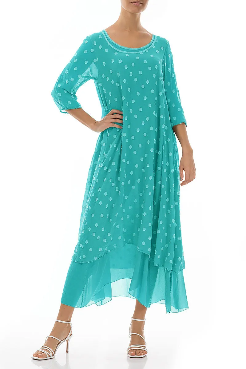 Ocean Dotty Silk Maxi Dress