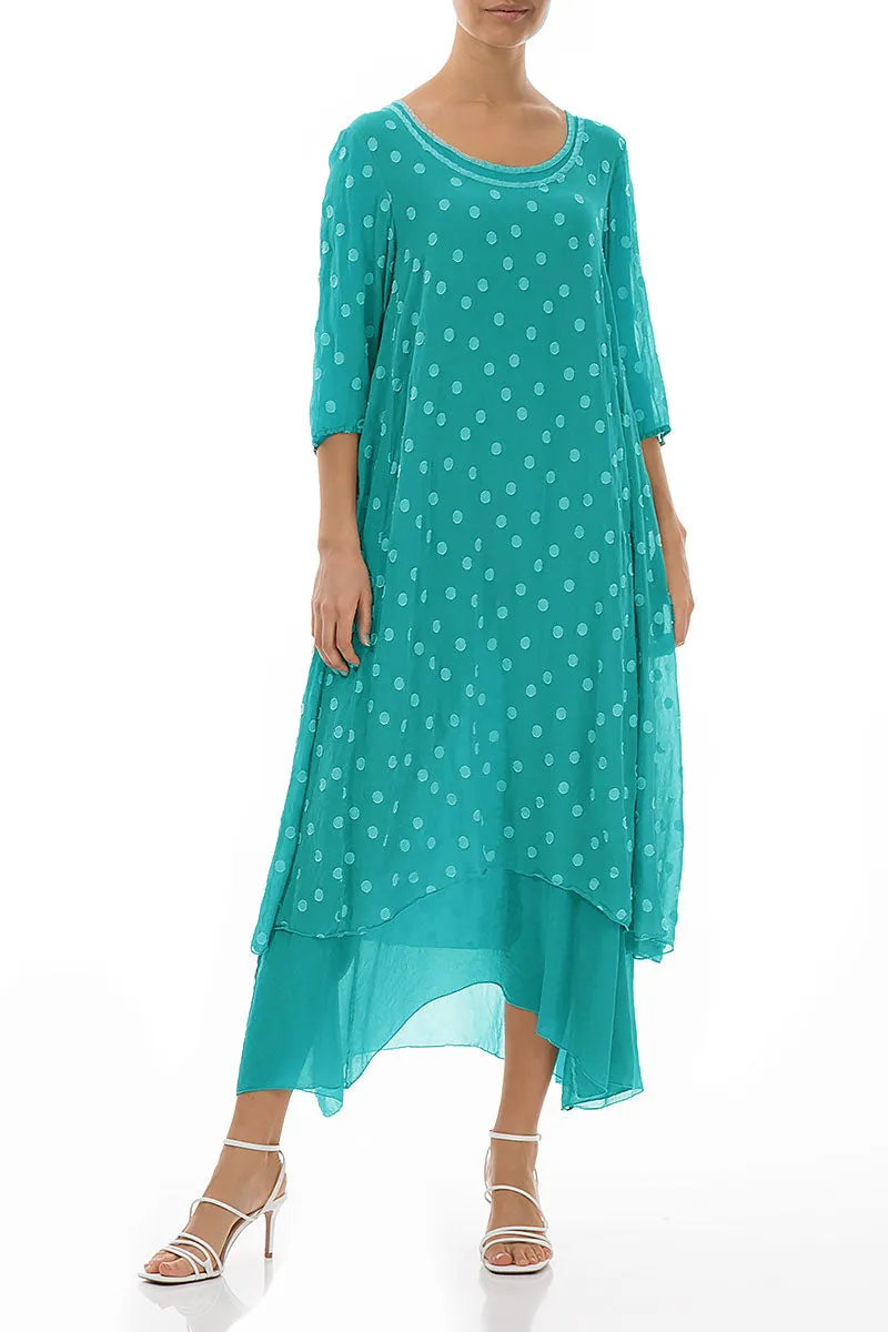 Ocean Dotty Silk Maxi Dress