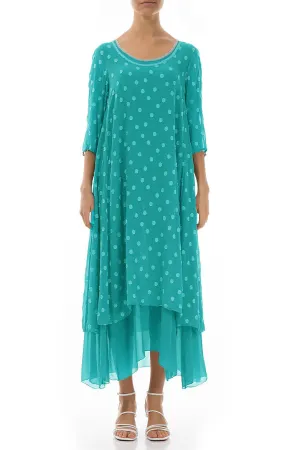 Ocean Dotty Silk Maxi Dress