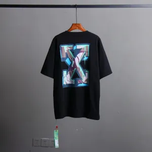 Off Whtie T Shirts Three-Dimensional Color Arrow Print Male And Female Trendy Brand Short Sleeve