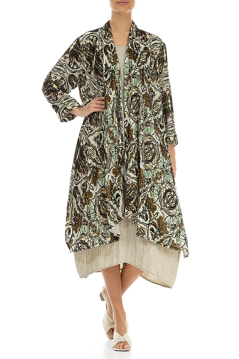 Open Devoré Ornament Silk Velvet Jacket