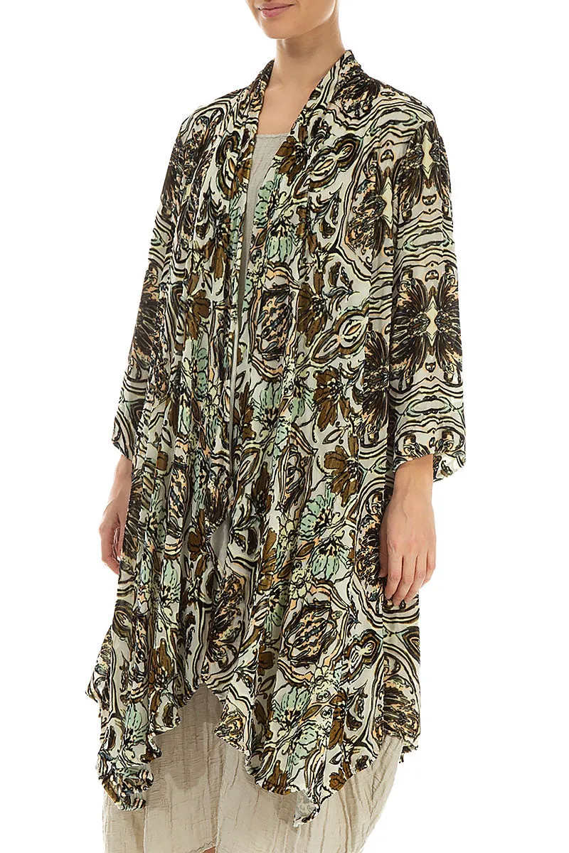 Open Devoré Ornament Silk Velvet Jacket