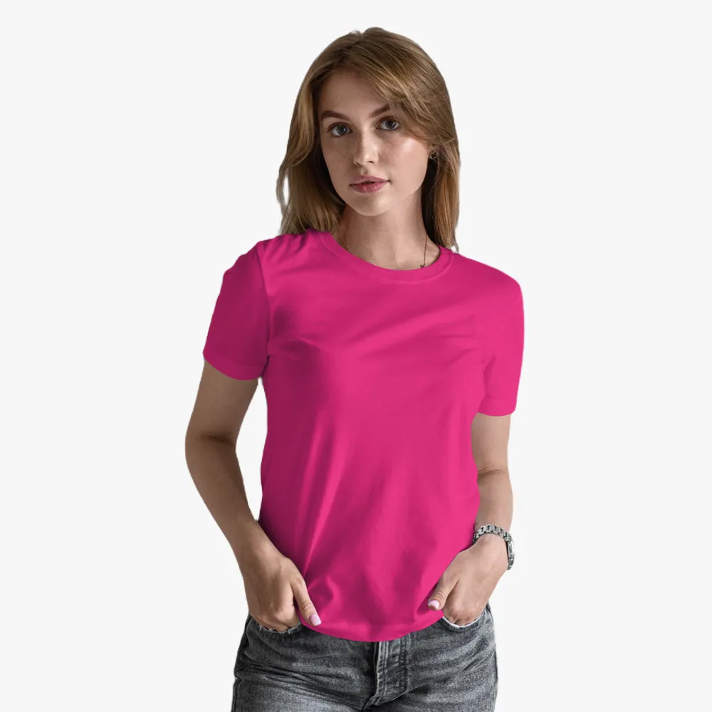 Organic Cotton Round Neck Plain T-Shirt - Fuchsia Purple