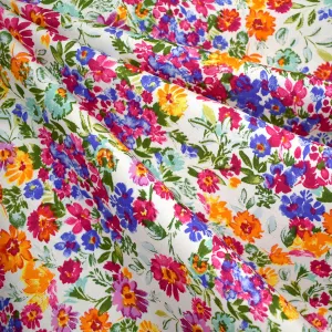 Packed Garden Floral Stretch Cotton Shirting Vanilla/Multi