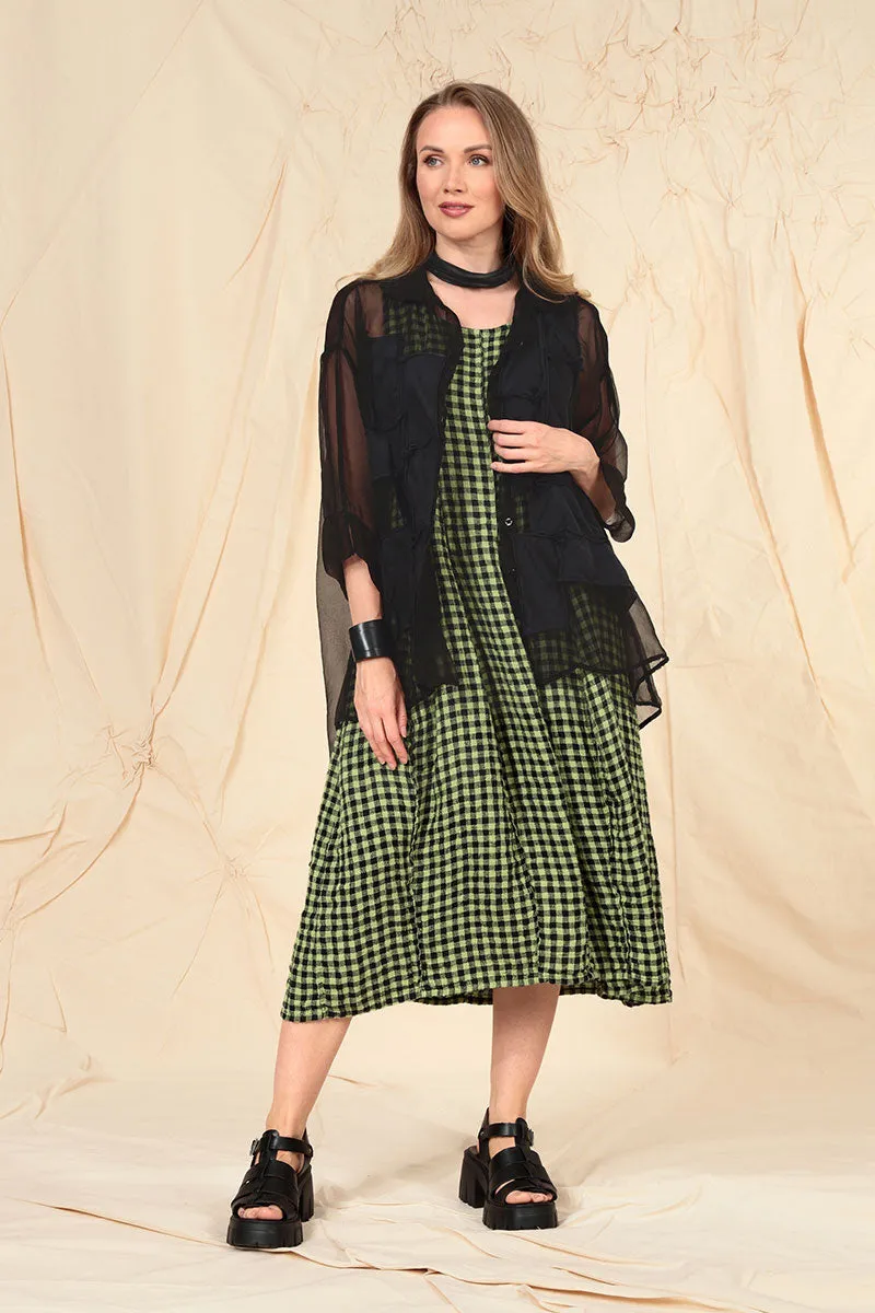 Patch Décor Black Silk Chiffon Shirt