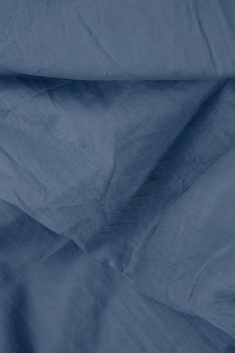 Patch Décor Blue Nova Silk Chiffon Shirt