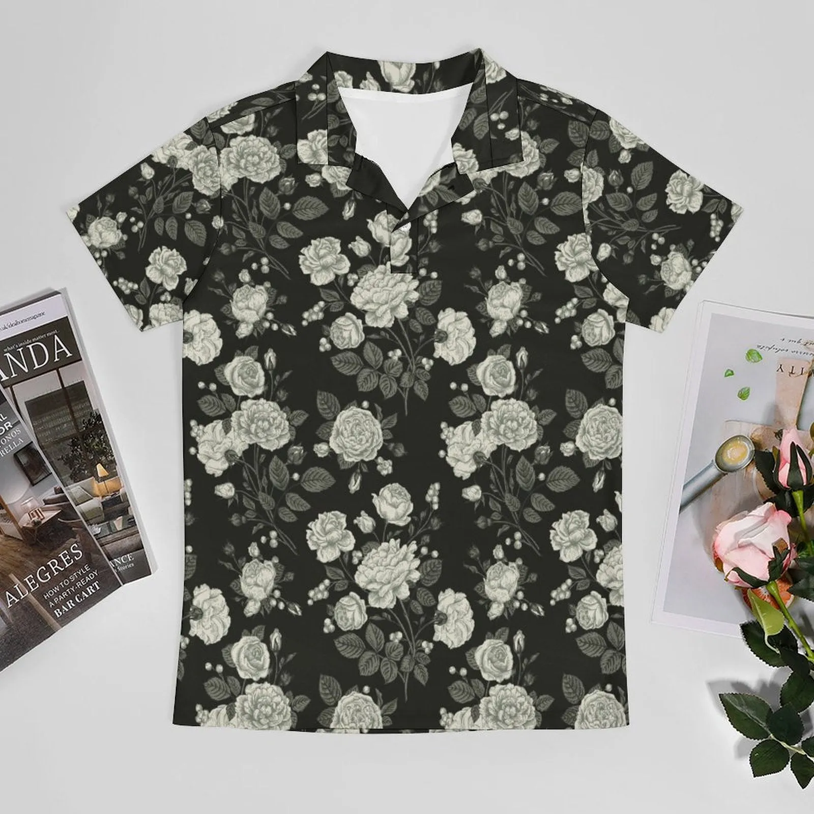 Personalized Paisley Men's Summer Slim Fit Short Sleeve Polo Shirts Floral Printed Casual Light Weight Polo T Shirt