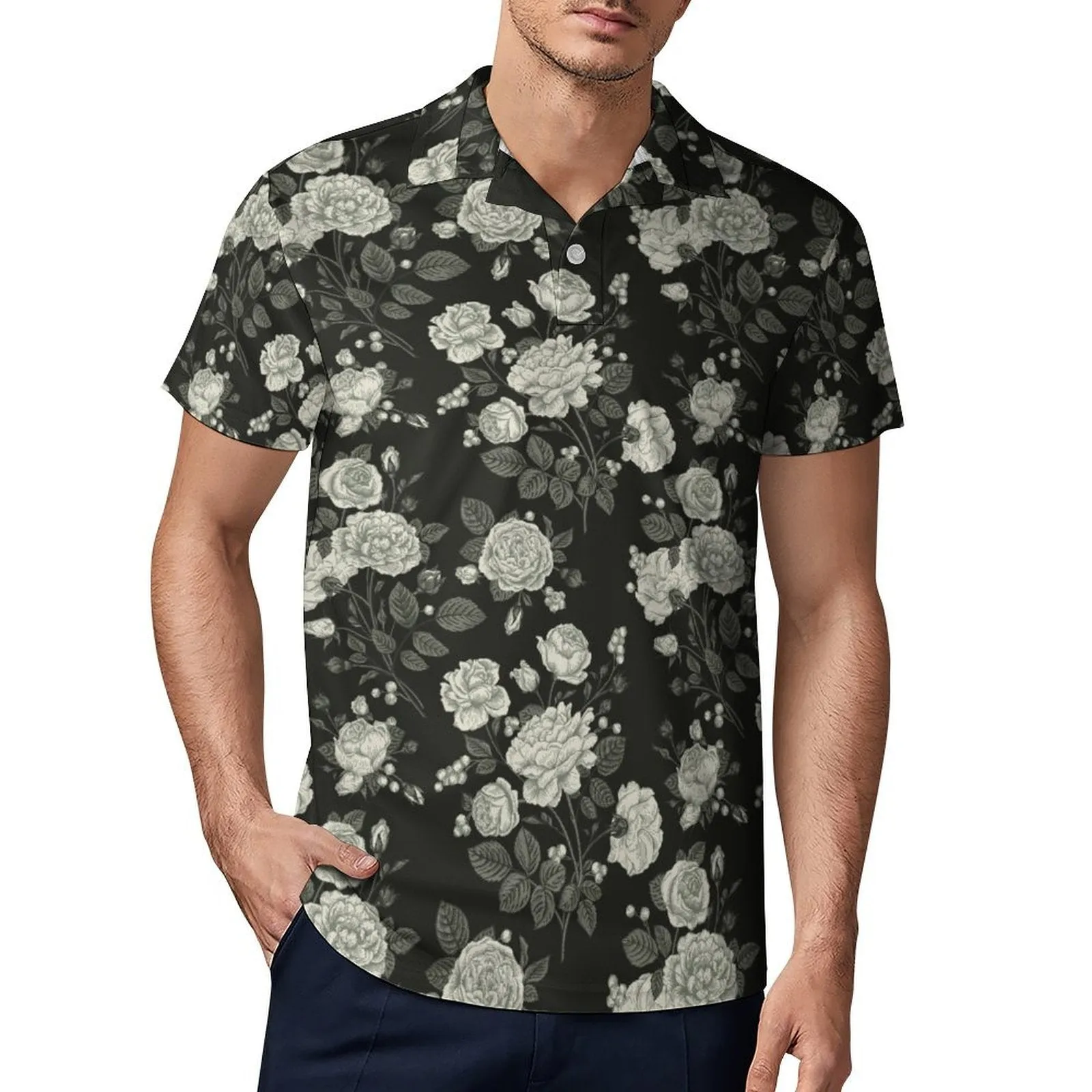 Personalized Paisley Men's Summer Slim Fit Short Sleeve Polo Shirts Floral Printed Casual Light Weight Polo T Shirt