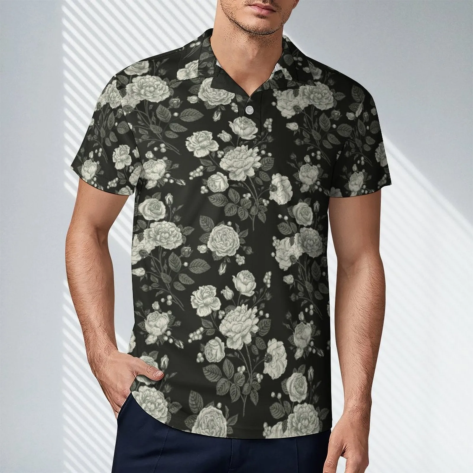 Personalized Paisley Men's Summer Slim Fit Short Sleeve Polo Shirts Floral Printed Casual Light Weight Polo T Shirt