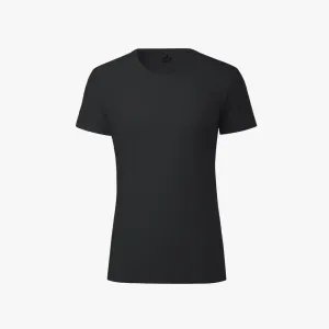 Polycotton Round Neck Plain Women T-shirt - Black