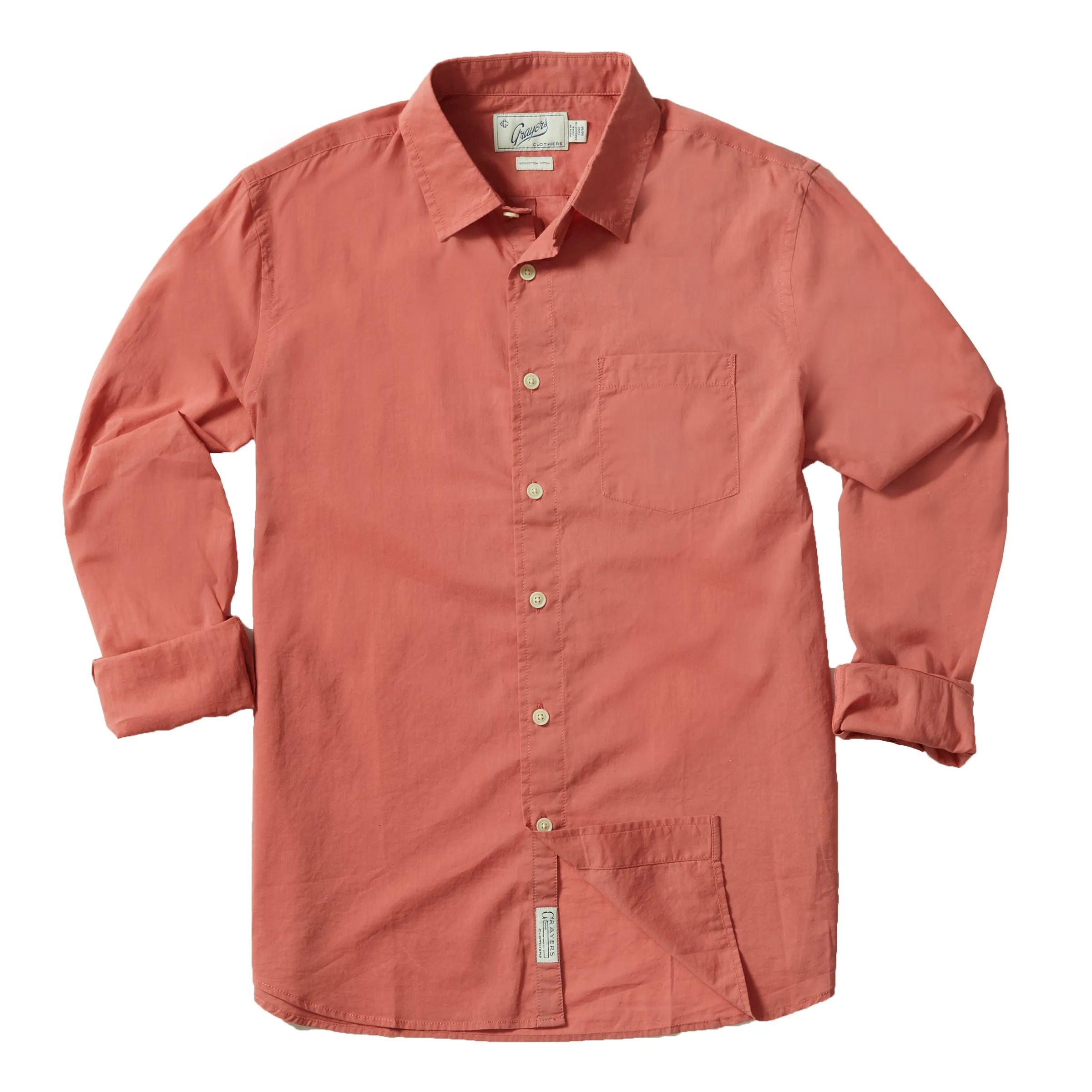 Portofino Featherweight Poplin Shirt - Dusty Cedar