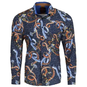 PREMIERE SHIRTS: BLUE/BROWN FEATHER