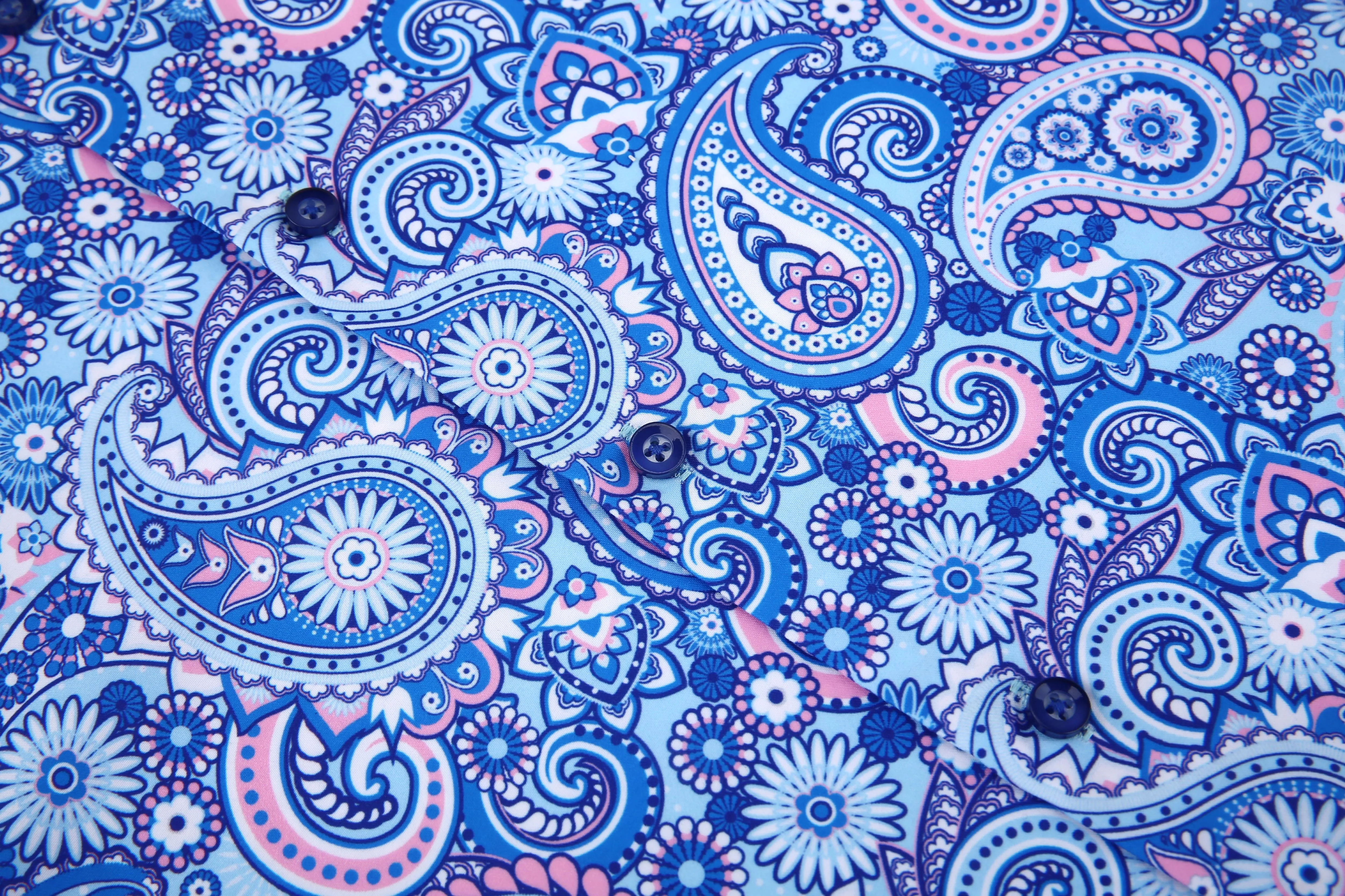 PREMIERE SHIRTS: BLUE/PINK PAISLEY