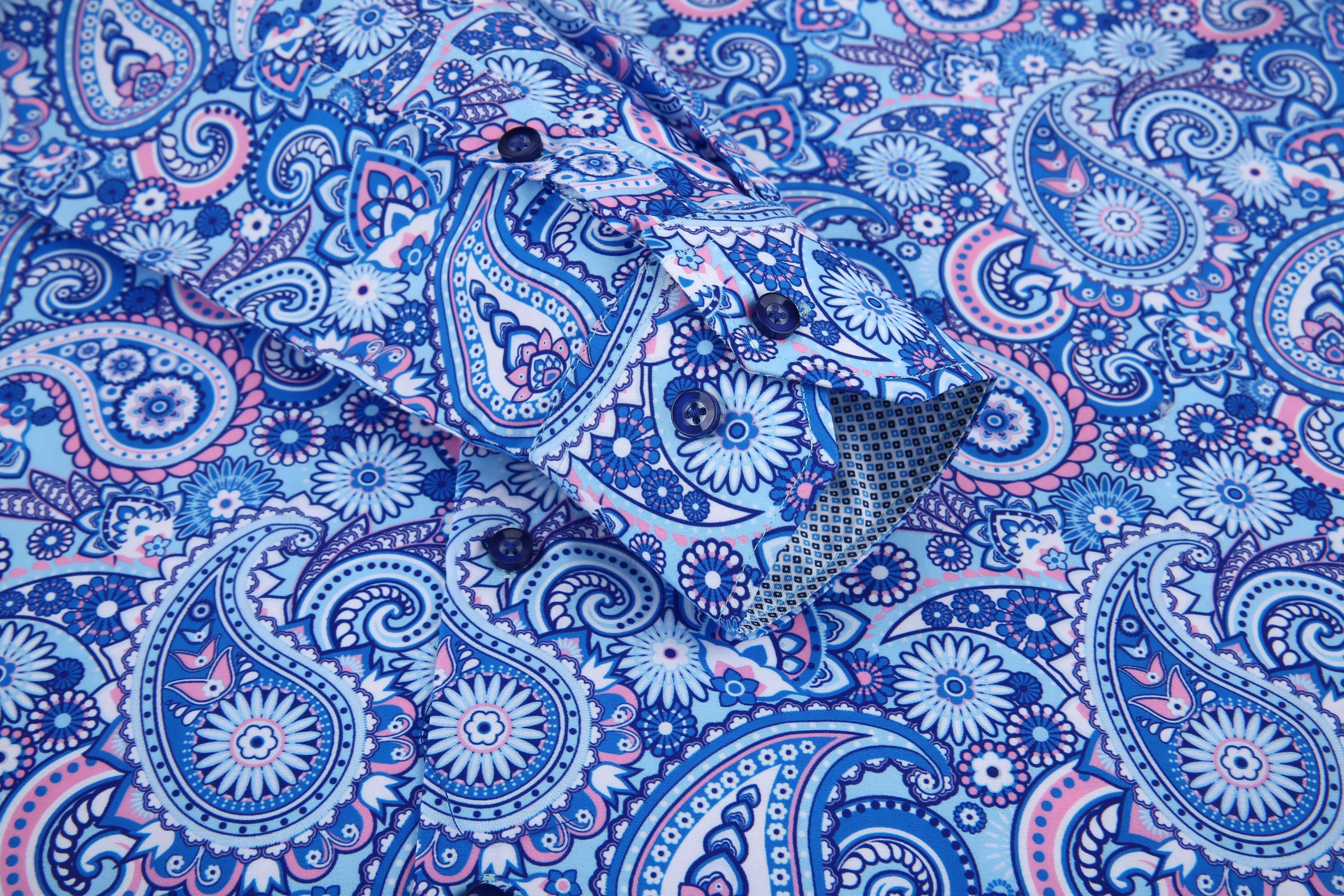 PREMIERE SHIRTS: BLUE/PINK PAISLEY