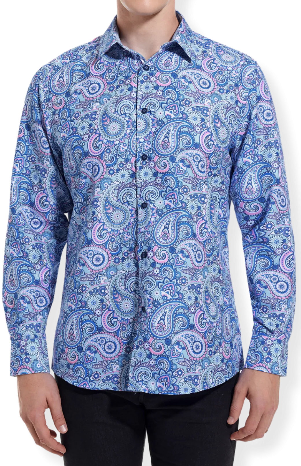 PREMIERE SHIRTS: BLUE/PINK PAISLEY