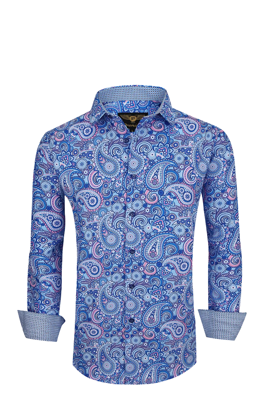 PREMIERE SHIRTS: BLUE/PINK PAISLEY