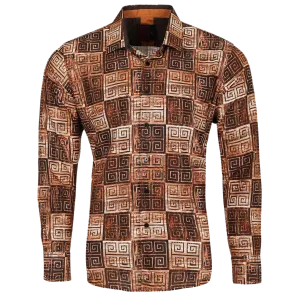 PREMIERE SHIRTS: BROWN GEOMETRIC FASHION